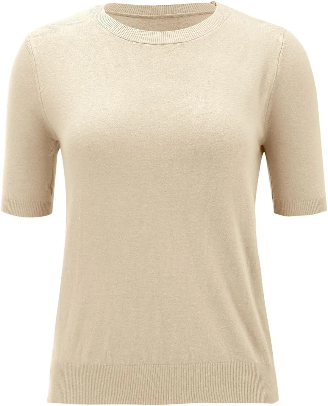 Cashmere Sweaters for Women 2025 Trendy Casual Crew Neck Loose Fit Short Sleeve Sweater Cashmere Blend