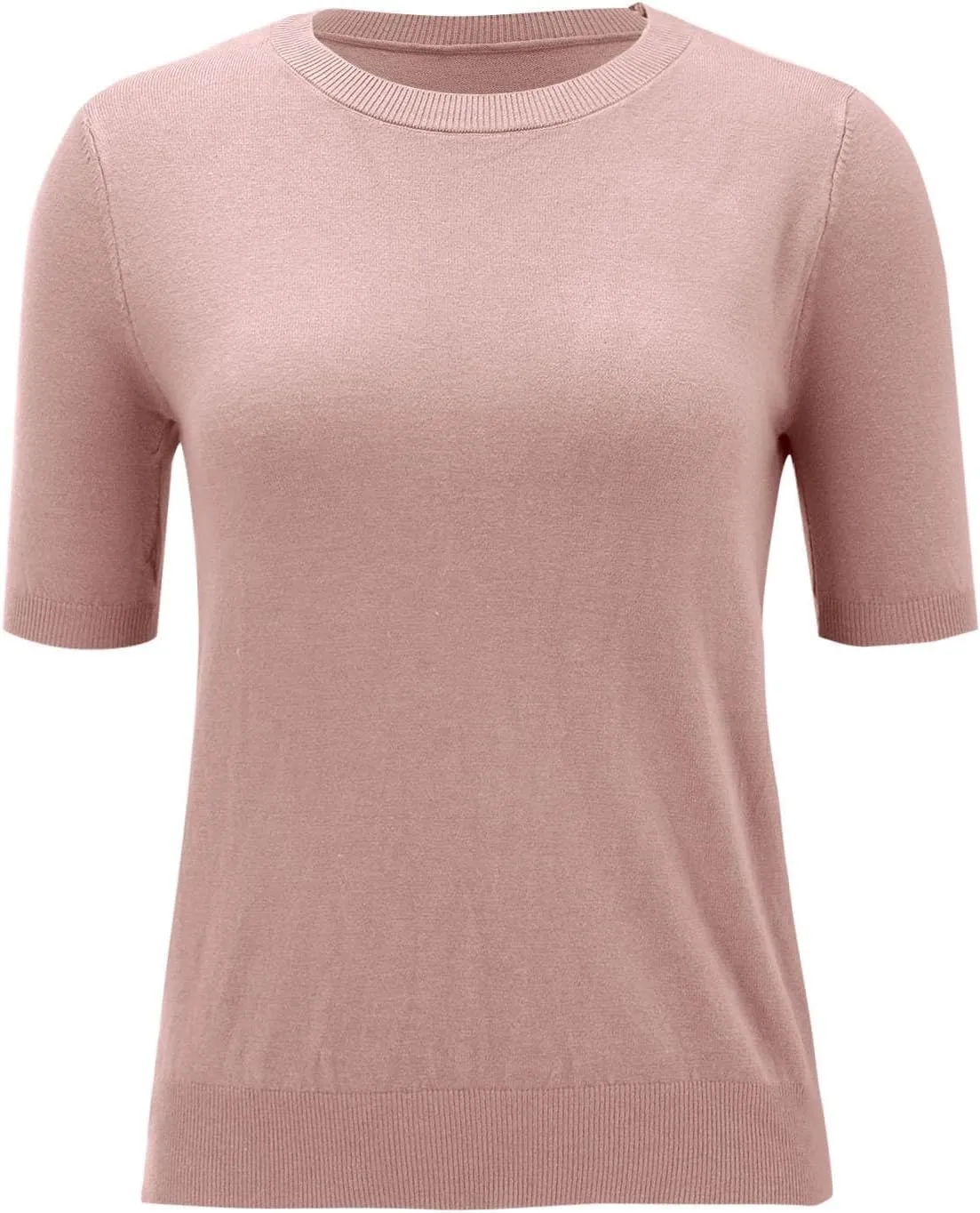 Cashmere Sweaters for Women 2025 Trendy Casual Crew Neck Loose Fit Short Sleeve Sweater Cashmere Blend