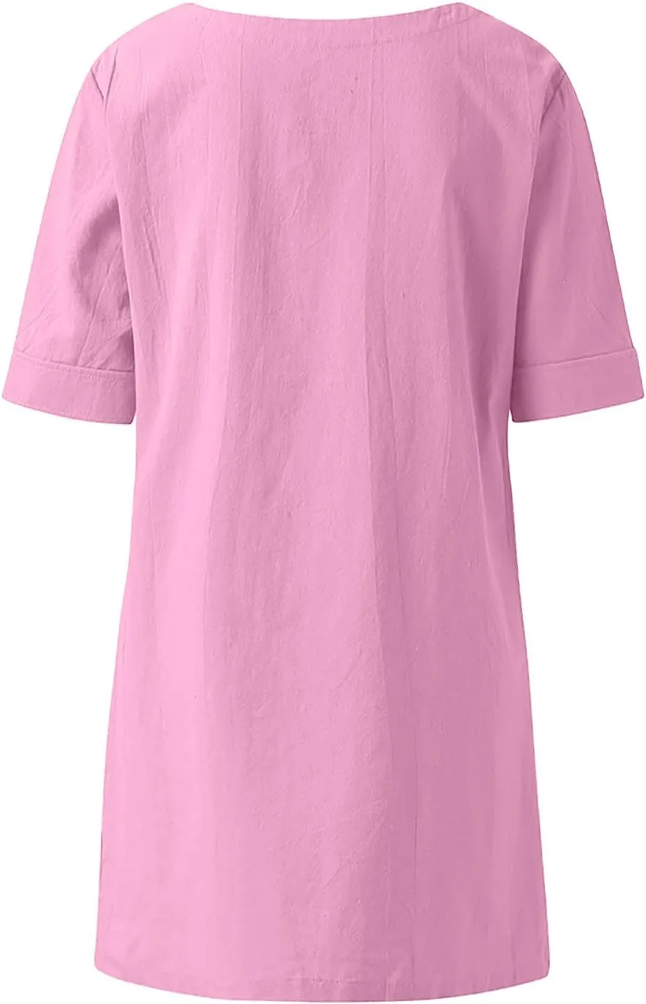 Casual Cotton and Linen 3/4 Sleeve Summer Tops for Women Loose Irregular Hem Tunic T Shirt Solid Plain Plus Size Blouse