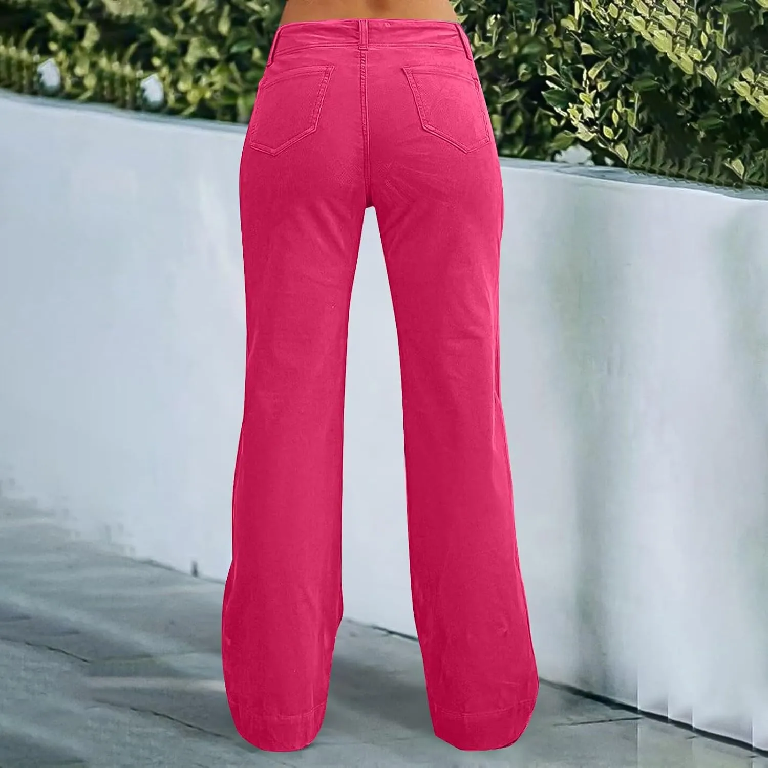 Casual Flare Pants for Women Classic Stretch Twill Pants High Waisted Chino Pants Comfy Wide Leg Pants with Pockets