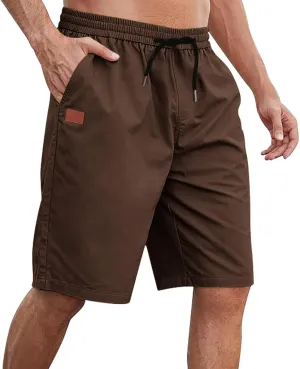 Casual Shorts for Men Loose Fit Stretch Twill Chino Golf Shorts Lightweight Elastic Waist Drawstring Summer Beach Pants