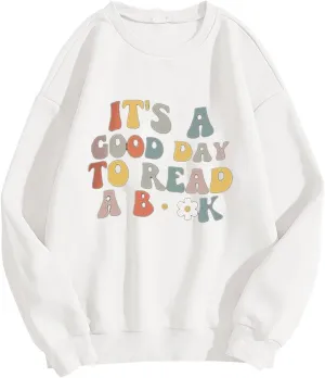Ceboyel Womens Letter Graphic Print Sweatshirts Crew Neck Pullover Tops Long Sleeve Cute Shirts Trendy Girls Teen Clothes