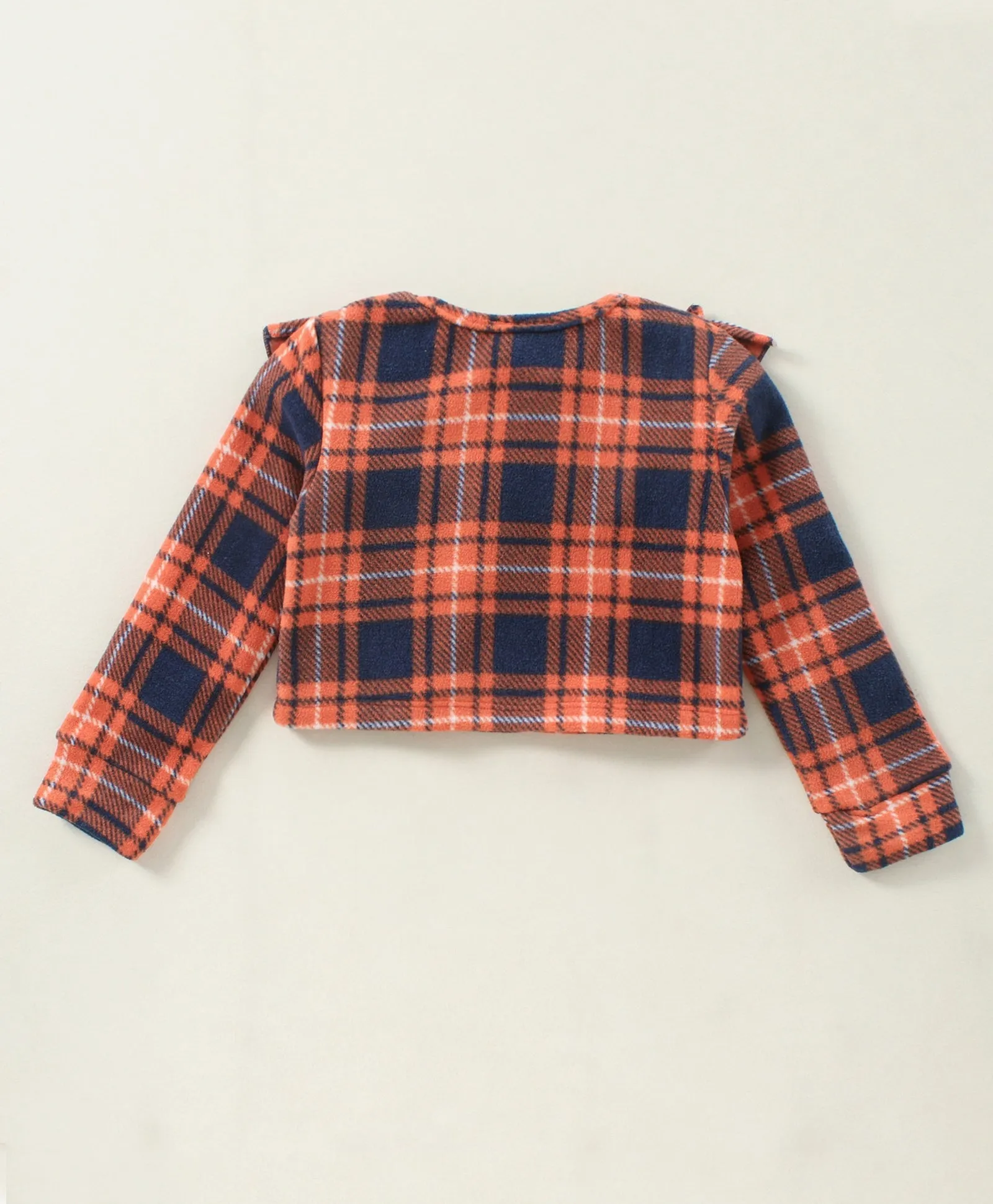 Checkered with Frill Polar Fleece Top Skirt Set
