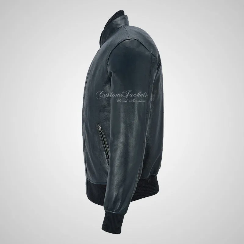 CLARINGTON Perforated Leather Bomber Jacket Soft Leather