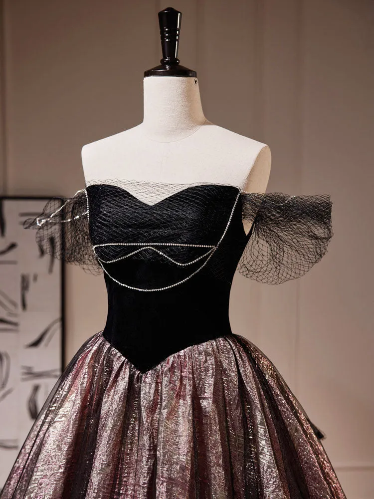 Coffee Color Off The Shoulder Drop Waist Formal Dress Prom Dress