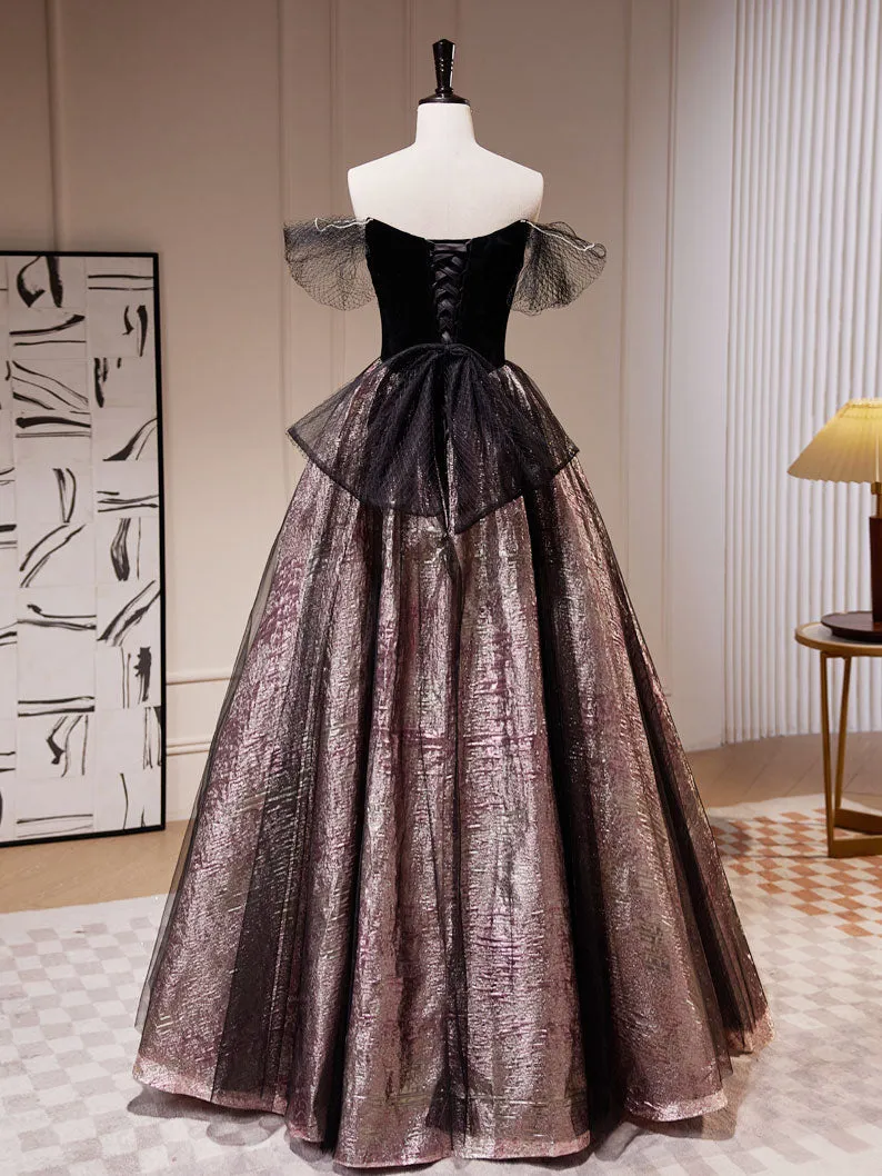 Coffee Color Off The Shoulder Drop Waist Formal Dress Prom Dress
