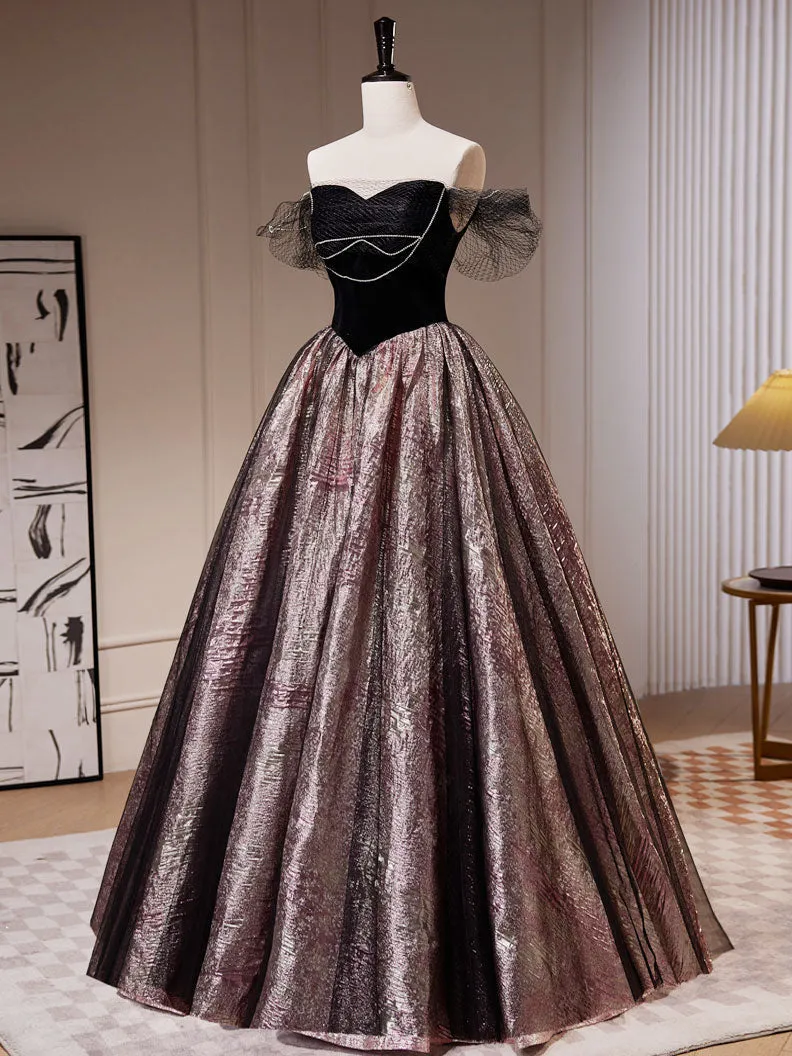 Coffee Color Off The Shoulder Drop Waist Formal Dress Prom Dress