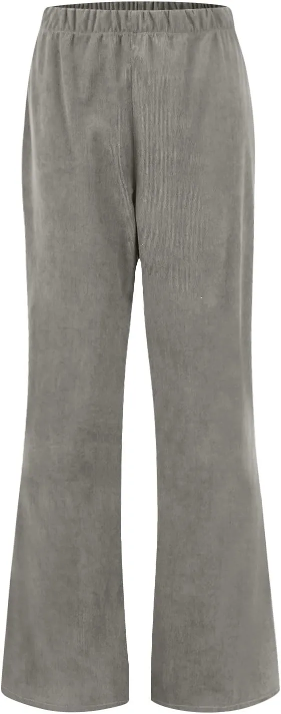 Corduroy Pants Women Casual Elastic High Waisted Flare Pants Bell Bottom Comfy Work Pants Cord Trousers Pants