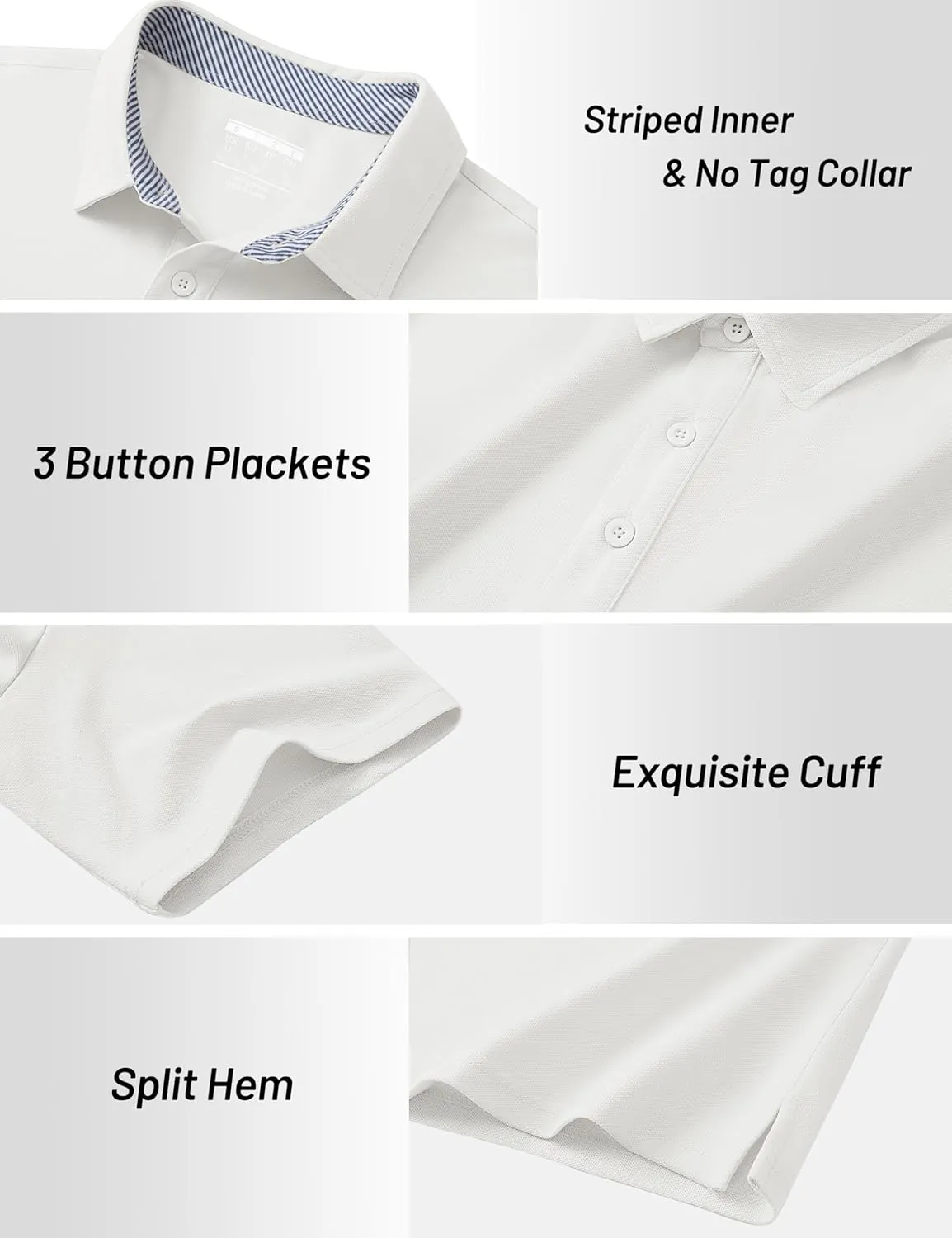 Cotrasen Men's Polo Shirts Short Sleeve Cotton Pique 3 Buttons Golf Shirts Classic Fit Casual Performance T-Shirt