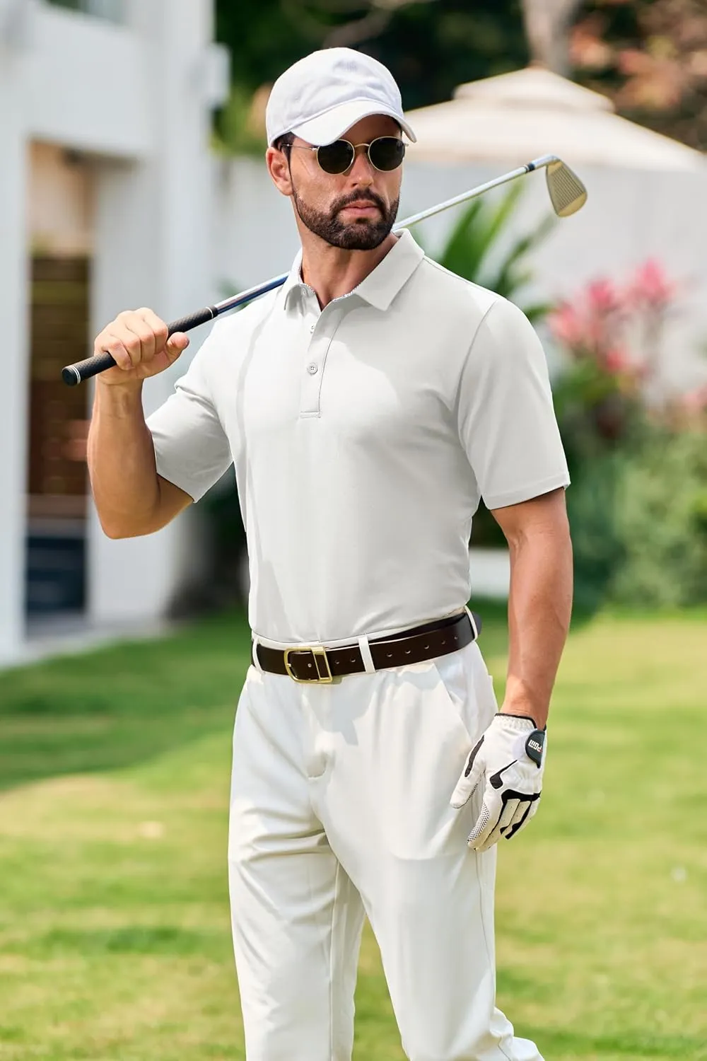 Cotrasen Men's Polo Shirts Short Sleeve Cotton Pique 3 Buttons Golf Shirts Classic Fit Casual Performance T-Shirt