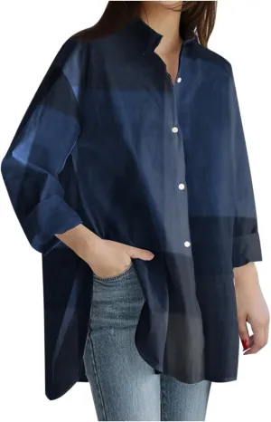 Cotton Linen Button Down Shirt for Women Women's Plus Casual Shirt Women's Blouse Womens Button Down Shirt Womens