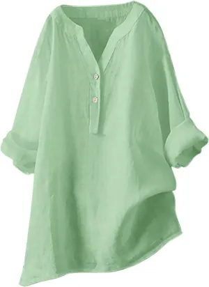 Cotton Linen Button Down Shirt for Women Women's Plus Casual Shirt Women's Blouse Womens Button Down Shirt Womens