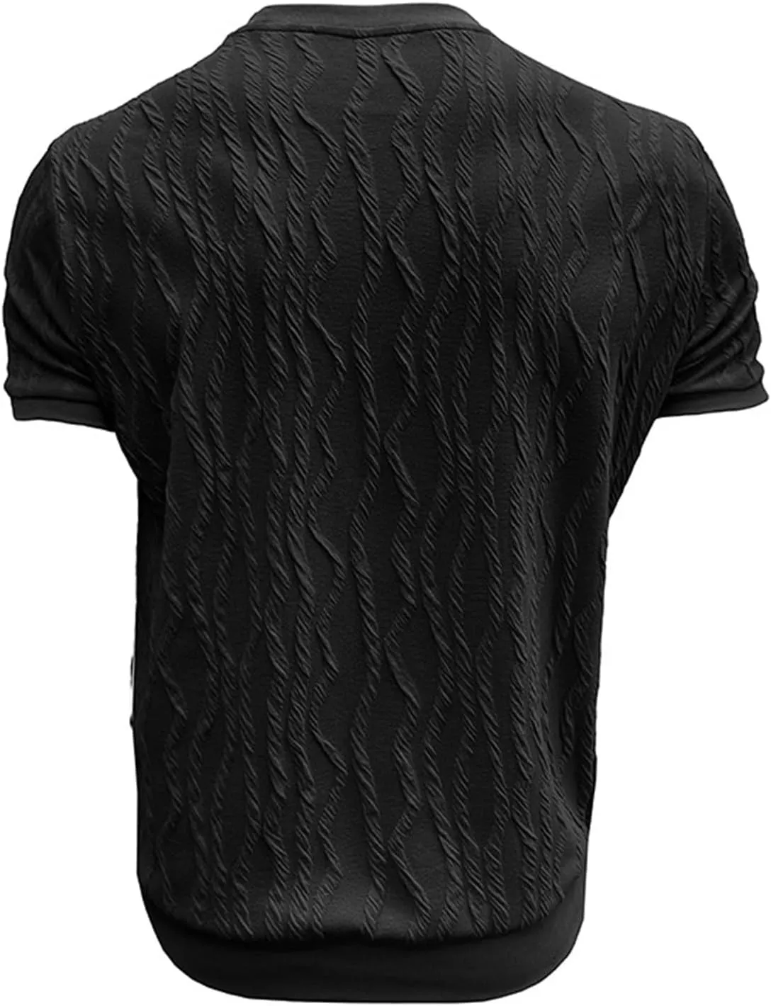 Cotton Linen Shirts for Men Casual Round Neck Short Sleeve T-Shirts Solid Loose Pullover Top Jacquard Knit Tees