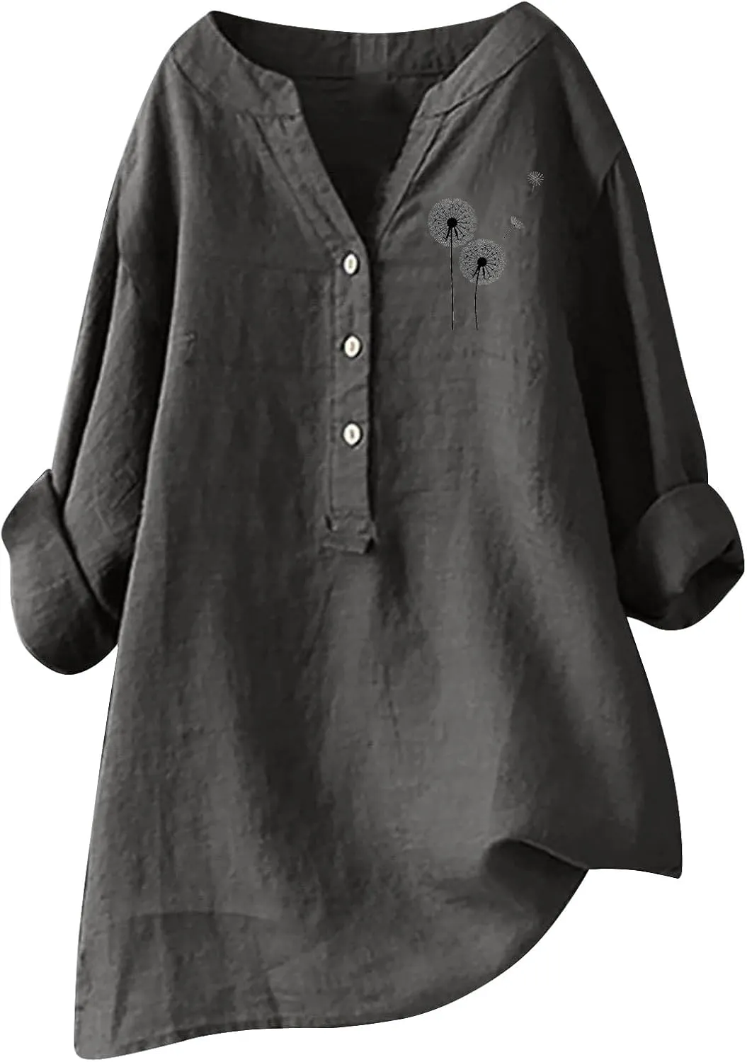 Cotton Linen Shirts for Women 2025 Buttons V Neck 3/4 Sleeve Pockets Tshirt Trendy Dressy Blouses Casual Tunic