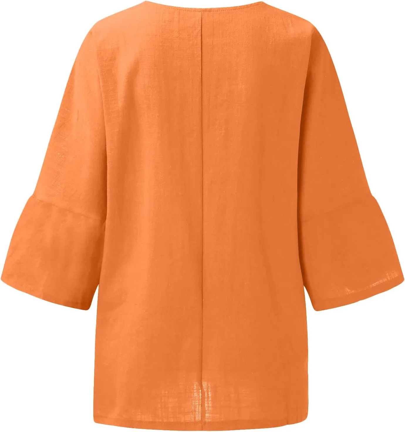 Cotton Linen Shirts for Women 2025 Summer Plus Size Blouse Tee 3/4 Sleeve Crewneck Pullover Tops Dressy Casual Tshirt