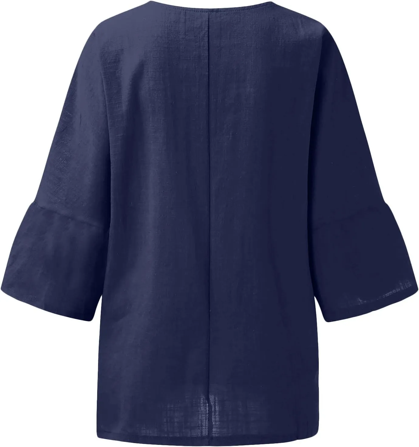 Cotton Linen Shirts for Women 2025 Summer Plus Size Blouse Tee 3/4 Sleeve Crewneck Pullover Tops Dressy Casual Tshirt