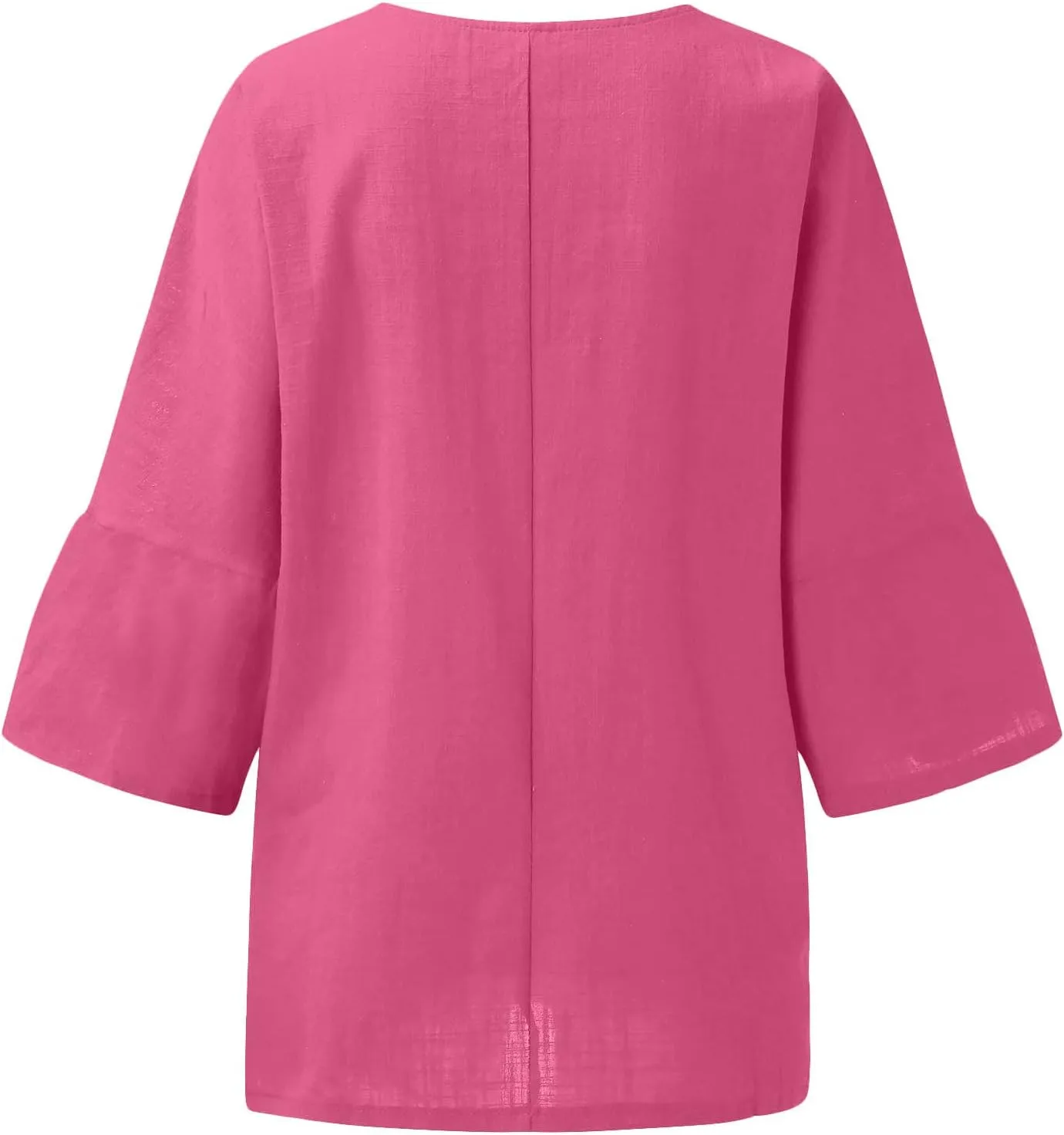 Cotton Linen Shirts for Women 2025 Summer Plus Size Blouse Tee 3/4 Sleeve Crewneck Pullover Tops Dressy Casual Tshirt