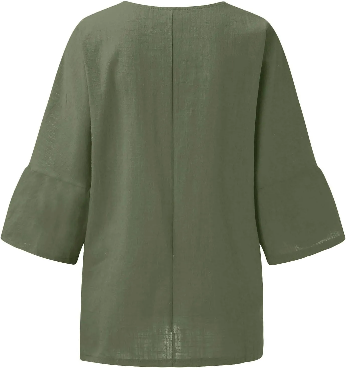 Cotton Linen Shirts for Women 2025 Summer Plus Size Blouse Tee 3/4 Sleeve Crewneck Pullover Tops Dressy Casual Tshirt