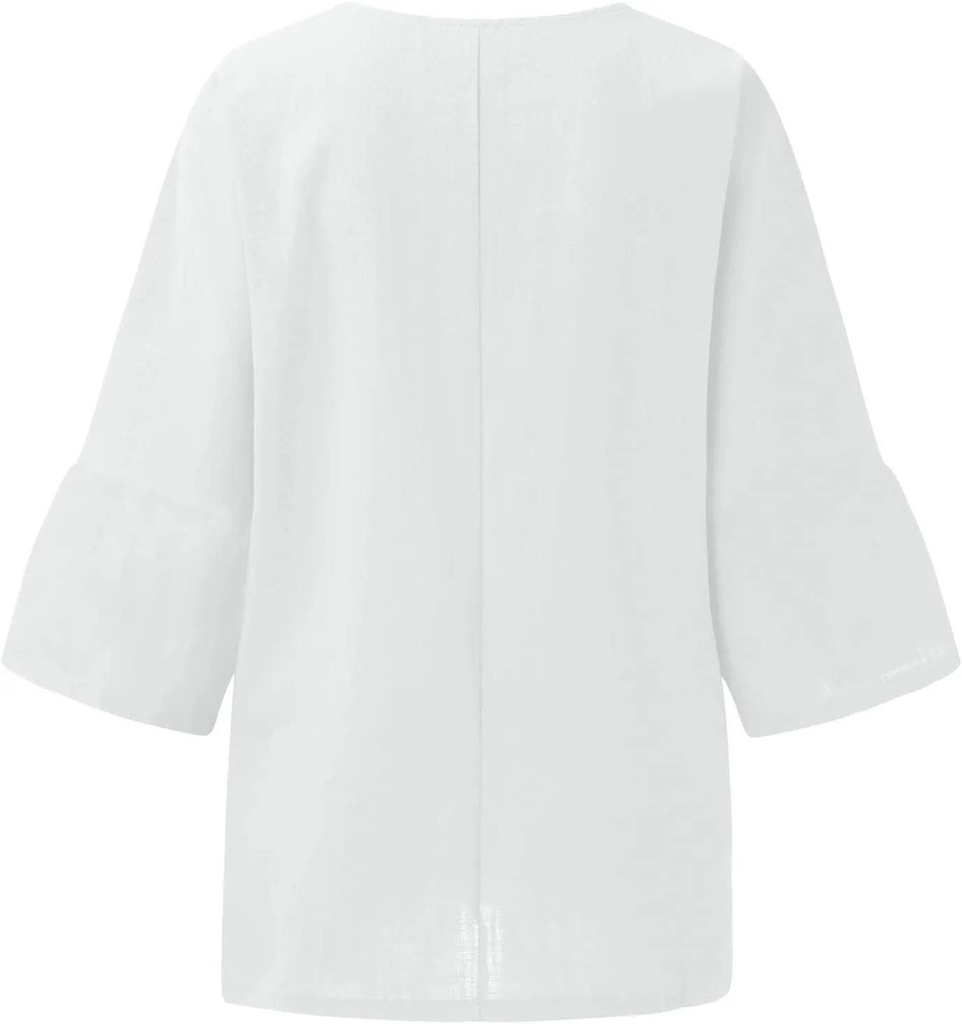 Cotton Linen Shirts for Women 2025 Summer Plus Size Blouse Tee 3/4 Sleeve Crewneck Pullover Tops Dressy Casual Tshirt