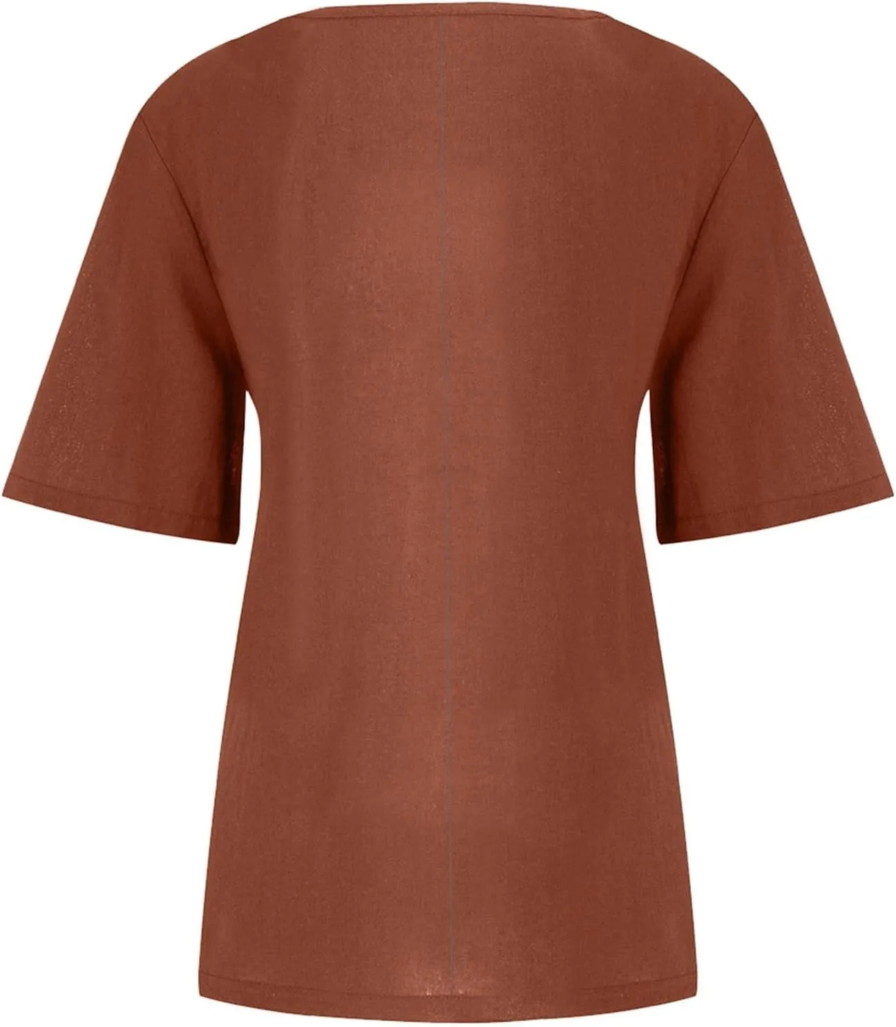 Cotton Linen Tops for Women 2025 Summer Casual Roll Up Short Sleeve T-Shirt Loose Fit Solid Color Tees Blouses