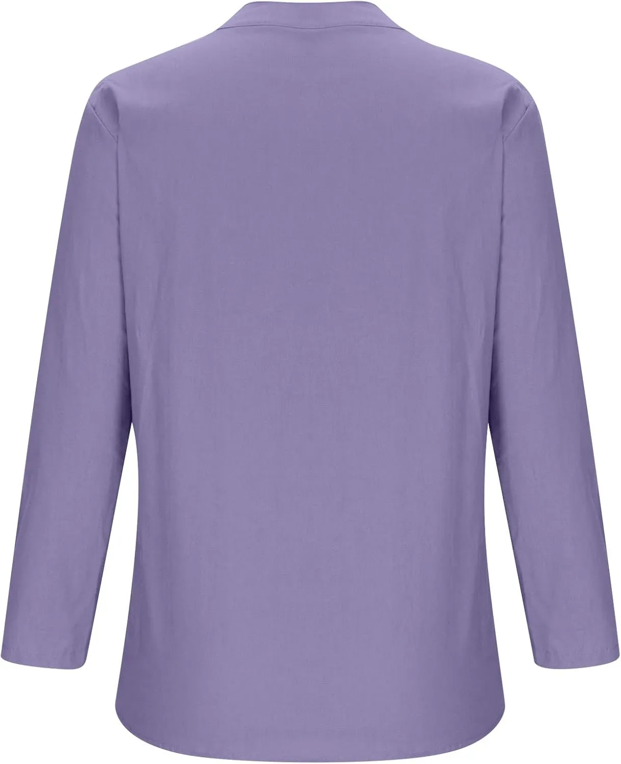 Cotton Linen Tops for Women 3/4 Sleeve Loose Fit Shirts Fashion Casual Solid Color V Neck Blouses 2024 Summer Tops