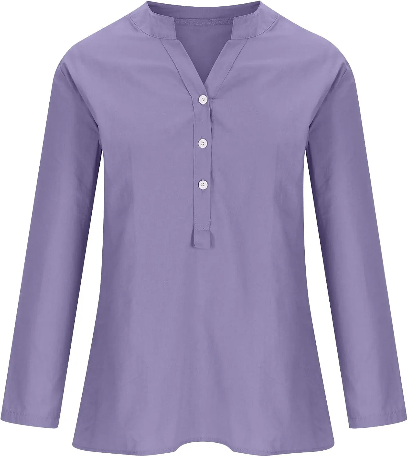 Cotton Linen Tops for Women 3/4 Sleeve Loose Fit Shirts Fashion Casual Solid Color V Neck Blouses 2024 Summer Tops