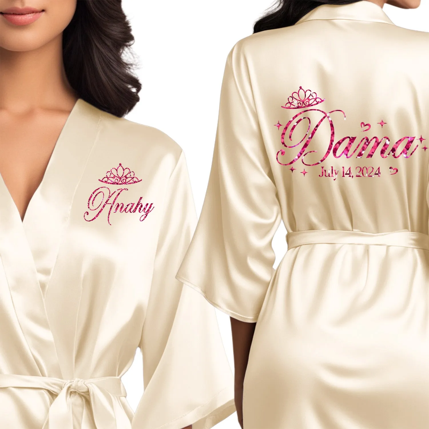 Cream/Beige Mis Quince Años Robes, Pretty Quinceañera Robes, Robes for Mama de Quince | Quinceañera Gift
