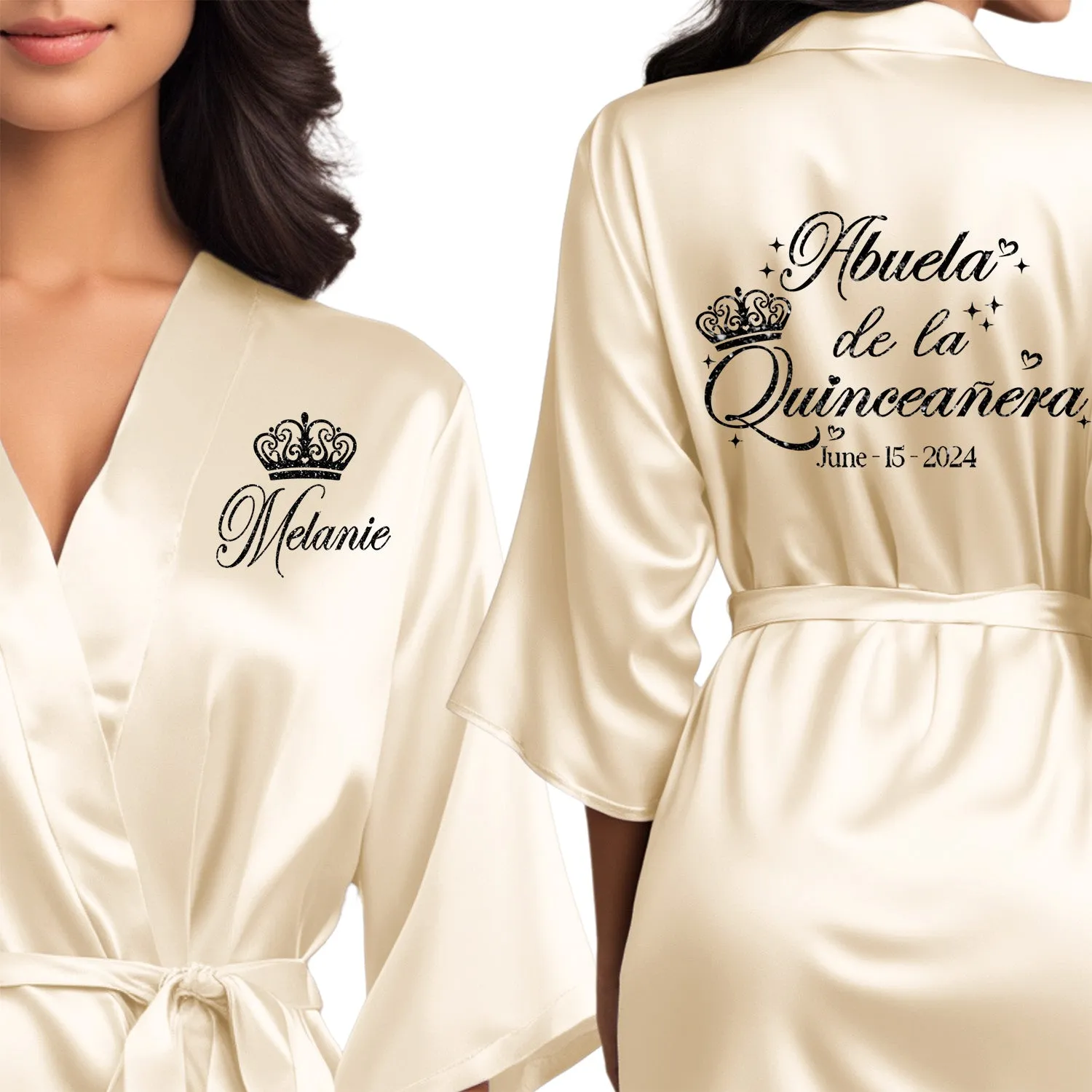 Cream/Beige Mis Quince Años Robes, Pretty Quinceañera Robes, Robes for Mama de Quince | Quinceañera Gift