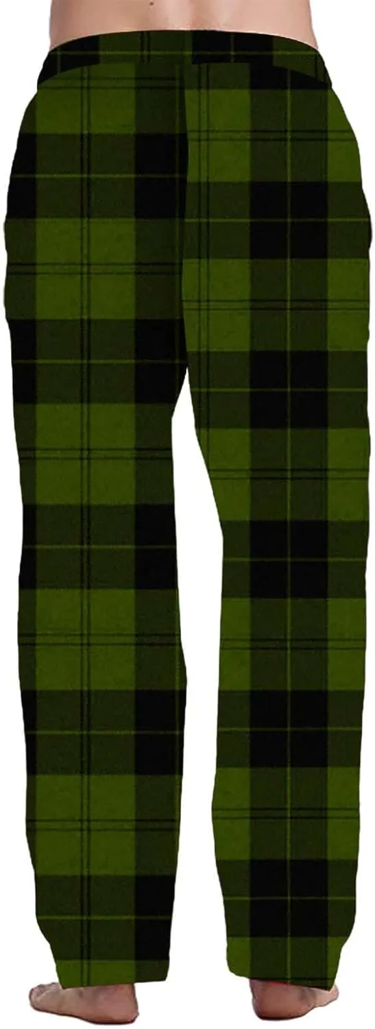 CRNTCEM Mens Plaid Pajamas Pants Straight Leg Lounge PJ Bottoms Pants Drawstring Cotton Sleepwear Flannel Checked Trousers