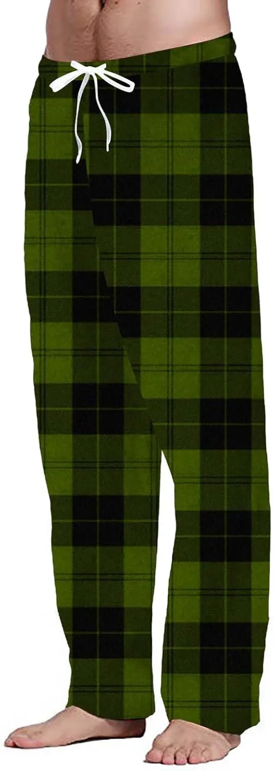 CRNTCEM Mens Plaid Pajamas Pants Straight Leg Lounge PJ Bottoms Pants Drawstring Cotton Sleepwear Flannel Checked Trousers