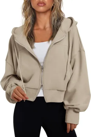 cropped jacket women Womens Zip Up Hoodies Cropped Sweatshirts Womens Zip Up Cropped Hoodies Hoodies for Women-A