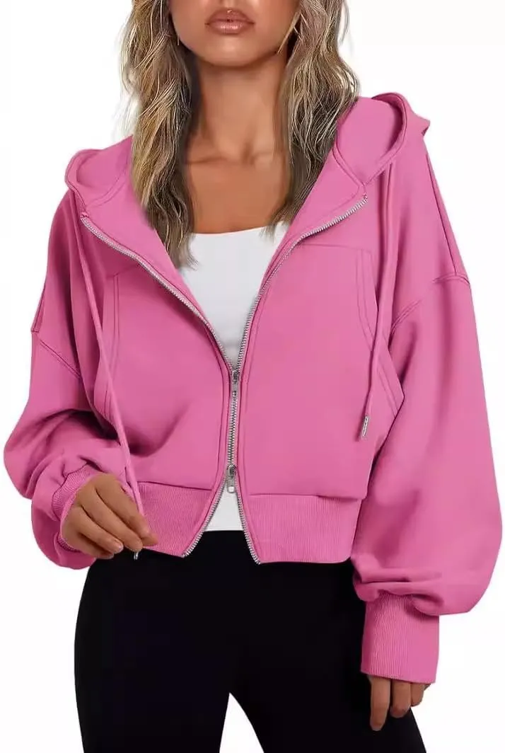 cropped jacket women Womens Zip Up Hoodies Cropped Sweatshirts Womens Zip Up Cropped Hoodies Hoodies for Women-A