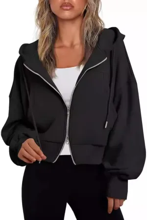 cropped jacket women Womens Zip Up Hoodies Cropped Sweatshirts Womens Zip Up Cropped Hoodies Hoodies for Women-A