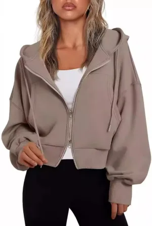 cropped jacket women Womens Zip Up Hoodies Cropped Sweatshirts Womens Zip Up Cropped Hoodies Hoodies for Women-A
