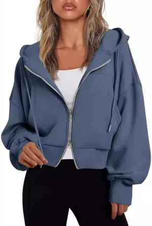 cropped jacket women Womens Zip Up Hoodies Cropped Sweatshirts Womens Zip Up Cropped Hoodies Hoodies for Women-A