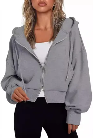 cropped jacket women Womens Zip Up Hoodies Cropped Sweatshirts Womens Zip Up Cropped Hoodies Hoodies for Women-A