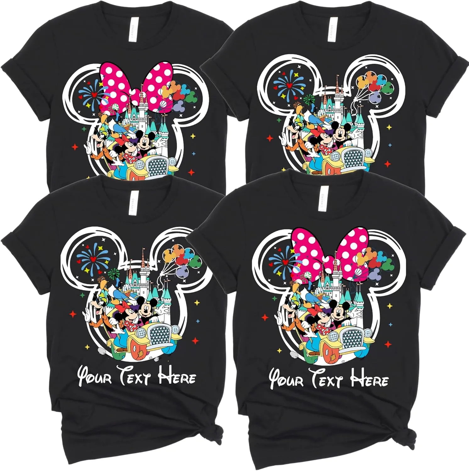 Custom Mickey Minnie T-Shirts Family Matching Mouse Shirts Customizable Vacation Tee Personalized Birthday Squad T Shirts