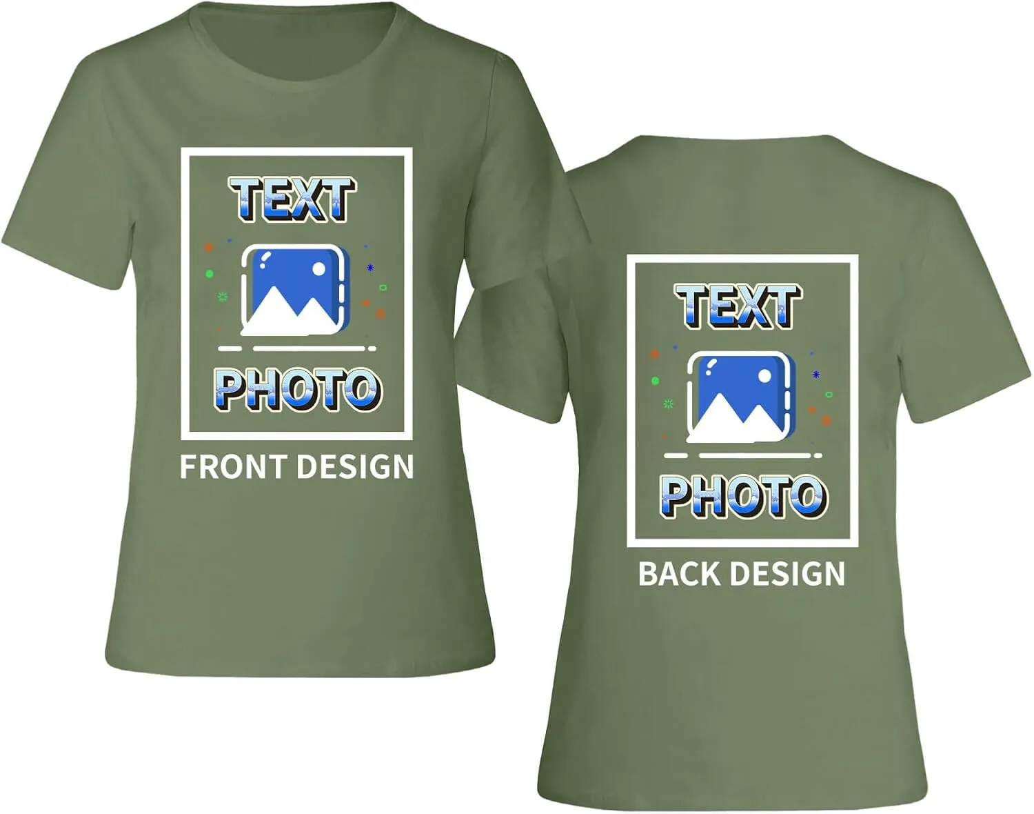 Custom T-Shirts Personalized Women Crewneck T Shirts Front and Back Printed T Shirt Supports Picture Text, and Image