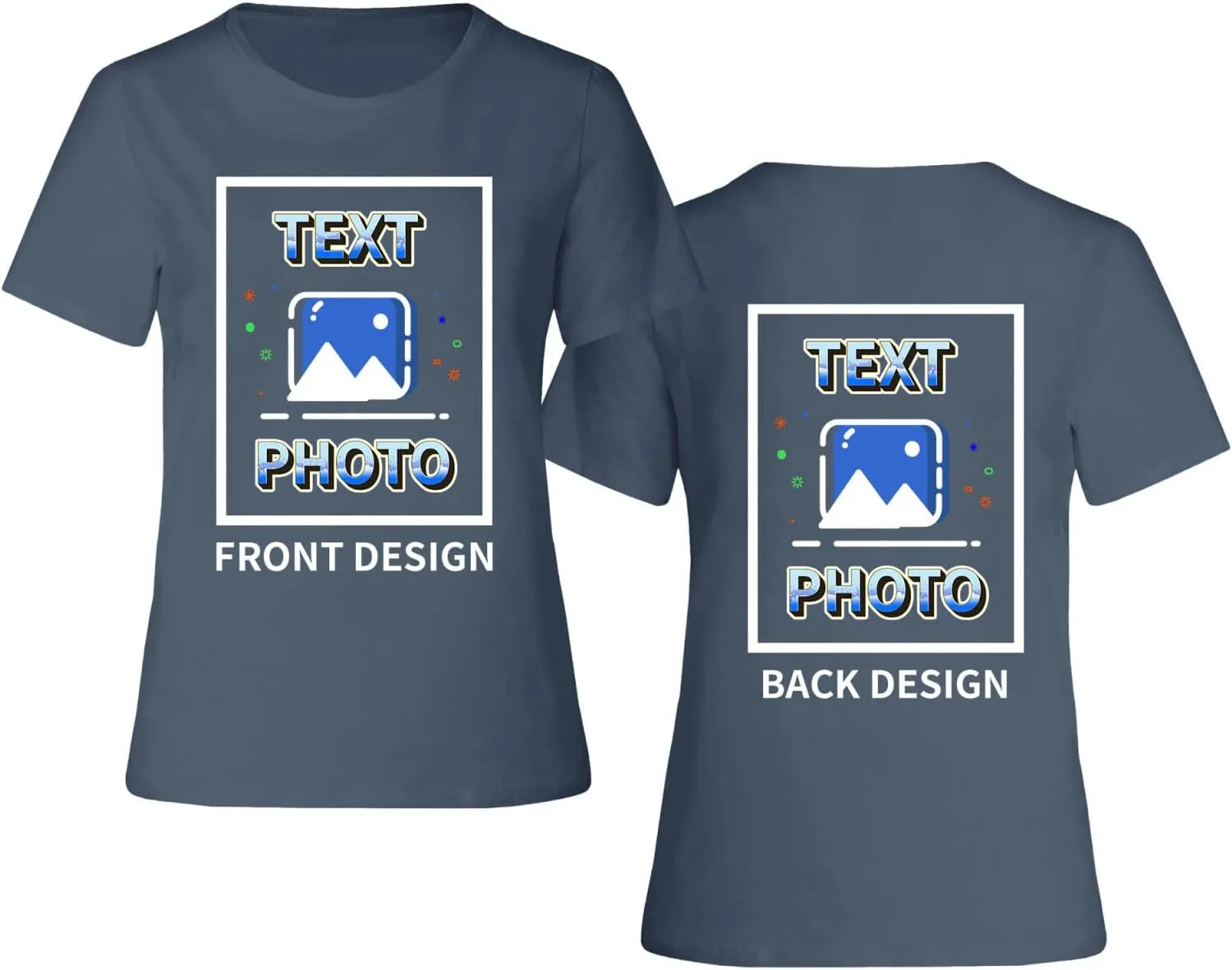 Custom T-Shirts Personalized Women Crewneck T Shirts Front and Back Printed T Shirt Supports Picture Text, and Image