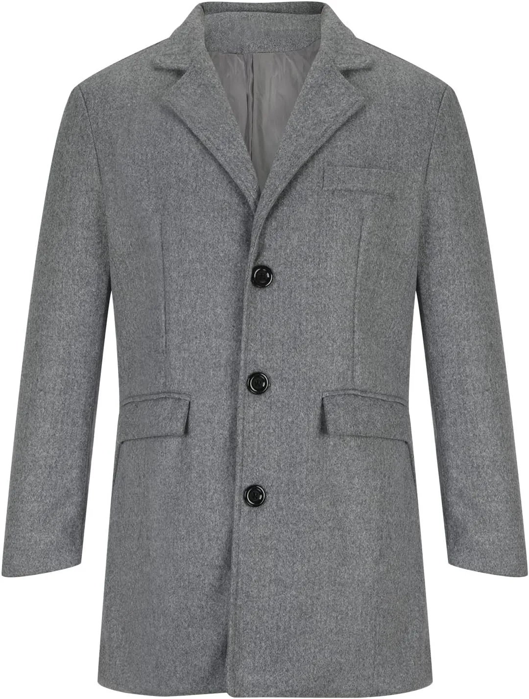 Dgoopd Men's Wool Blend Trench Coat Double Breasted Peacoat Notch Lapel Jacket Big and Tall Winter Coats Plus Size Overcoat