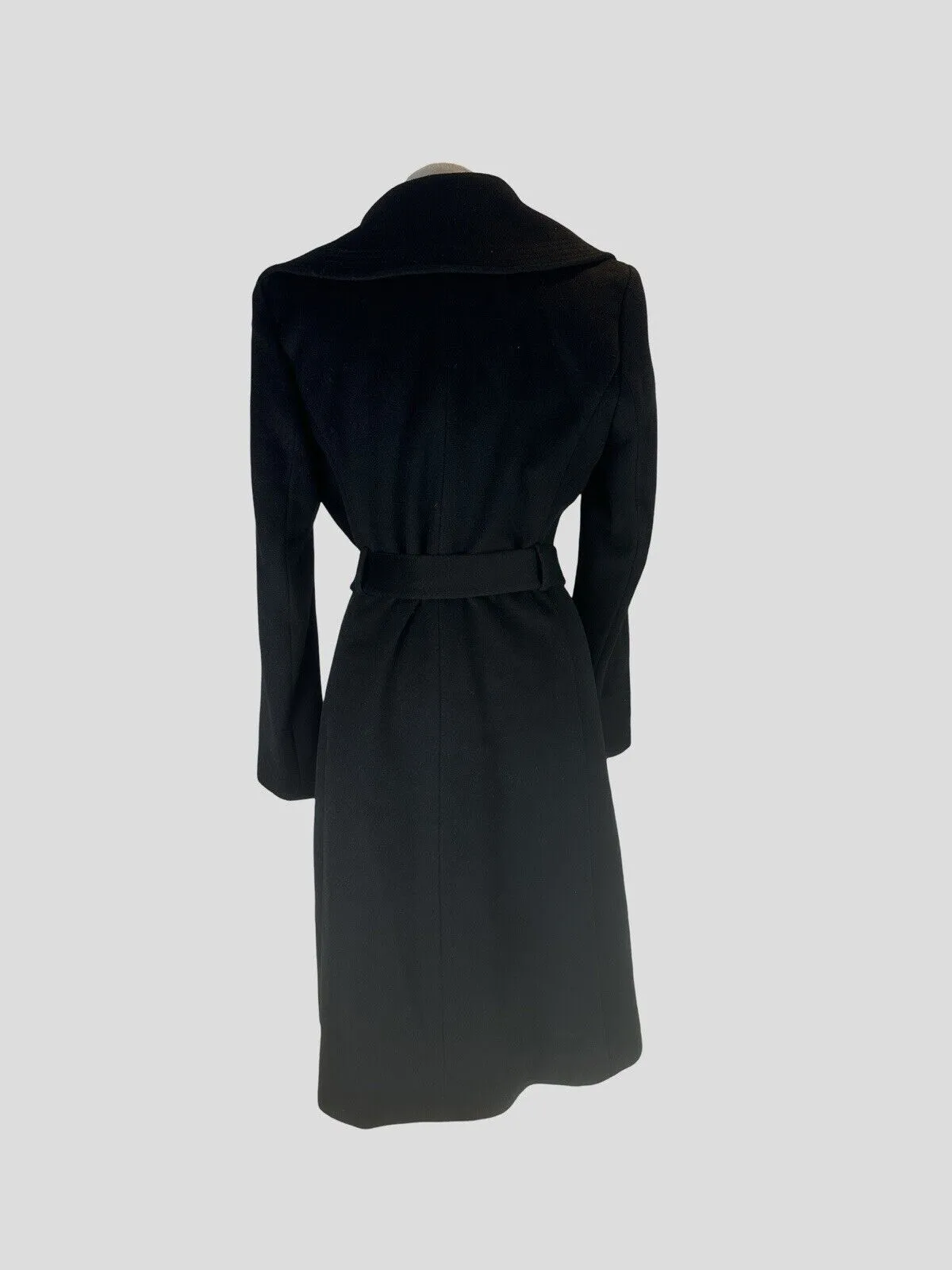 Diane Von Furstenberg black wool blend belted coat size UK16/US12