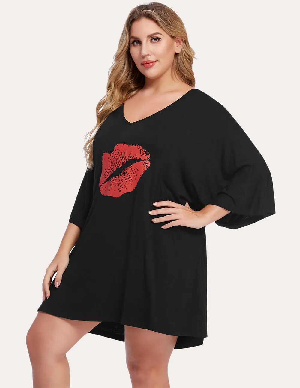 Ekouaer Batwing Sleeve Nightgown Night Dress (US Only)