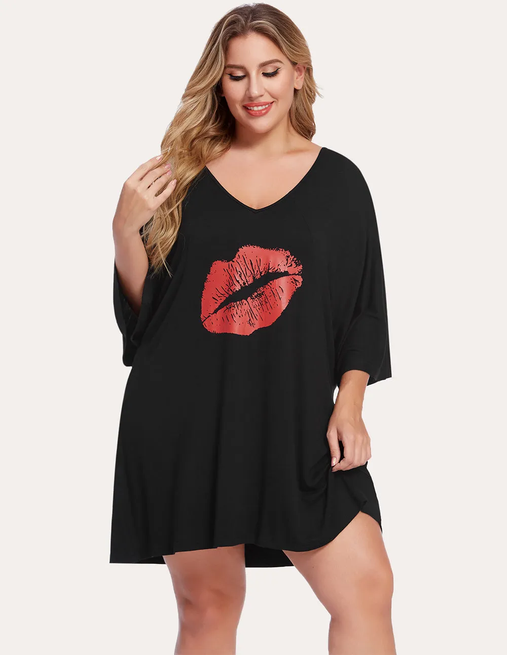 Ekouaer Batwing Sleeve Nightgown Night Dress (US Only)