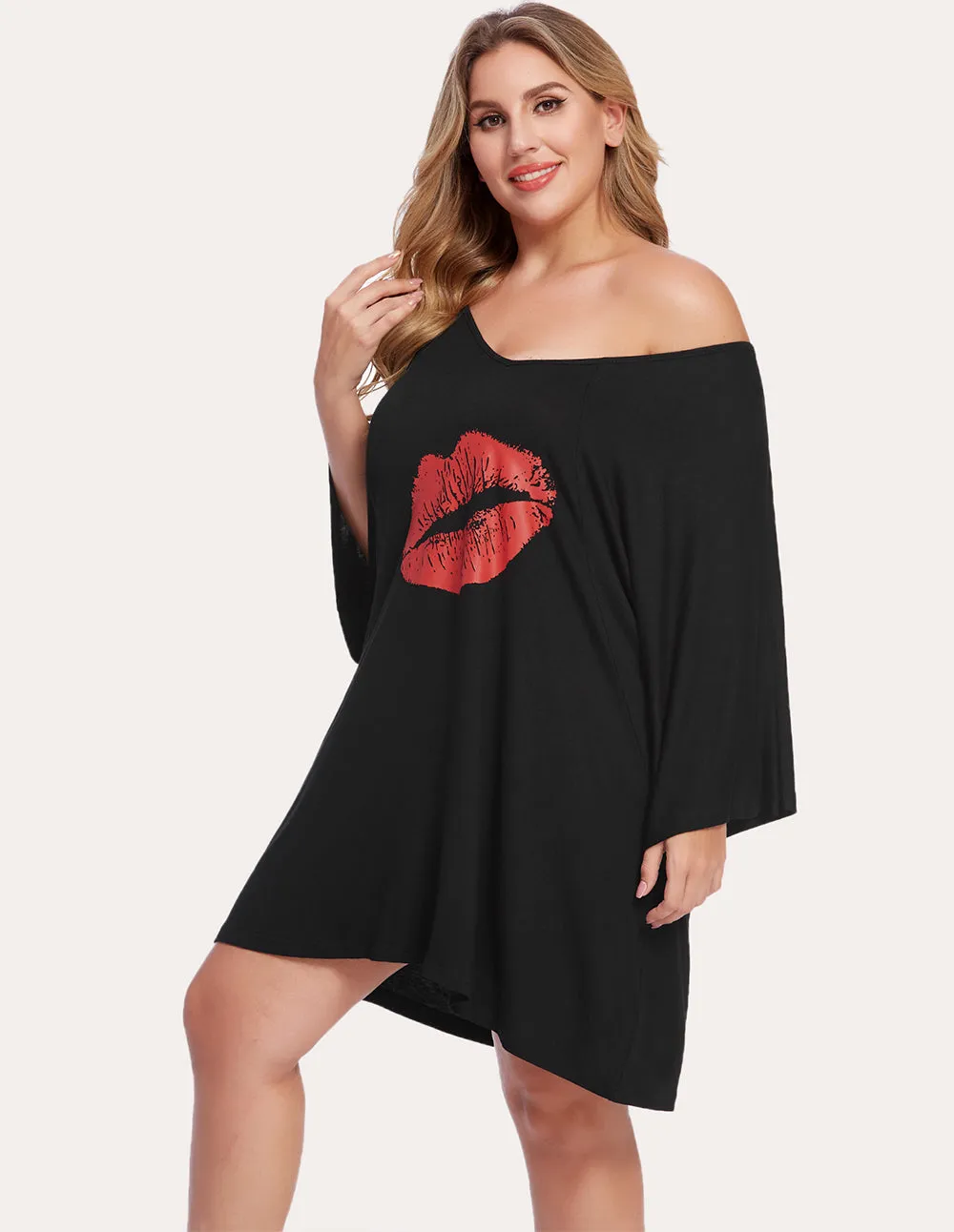 Ekouaer Batwing Sleeve Nightgown Night Dress (US Only)