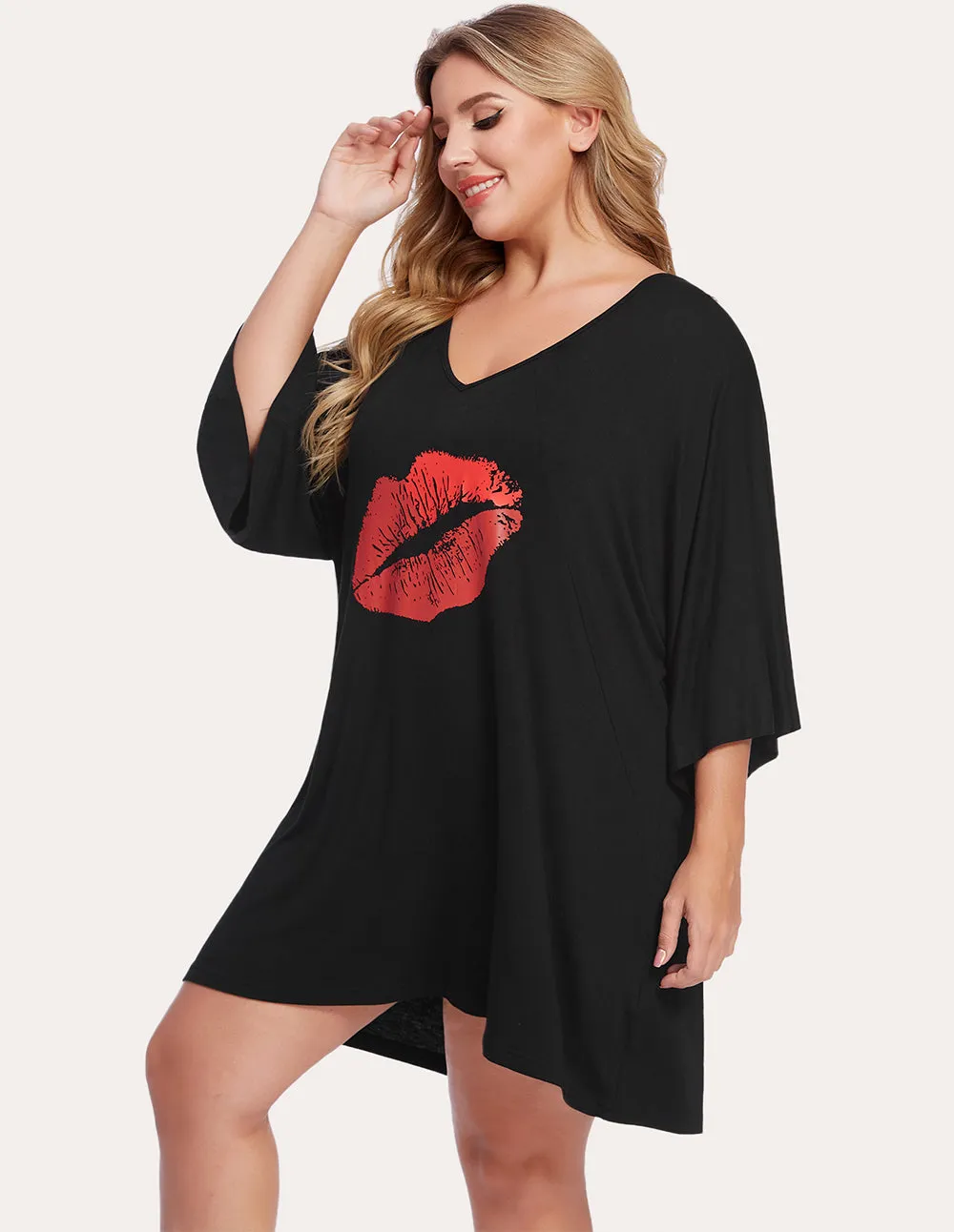 Ekouaer Batwing Sleeve Nightgown Night Dress (US Only)