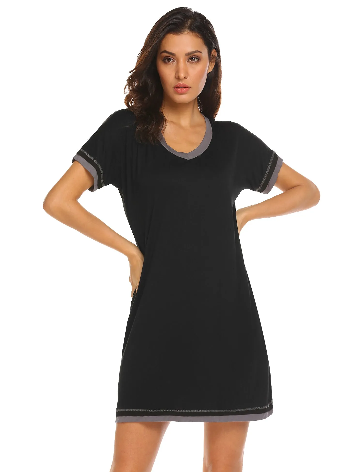 Ekouaer Short Sleeve V Neck Nightgowns (US Only)