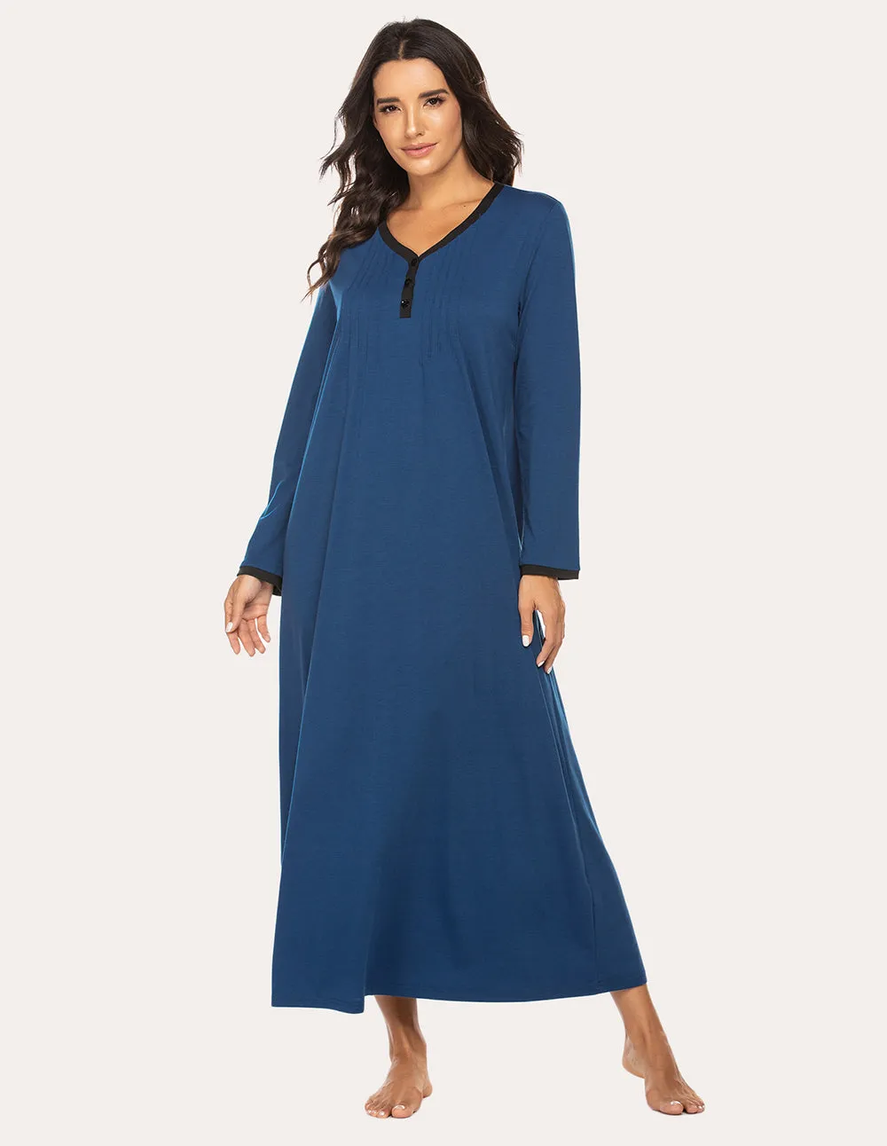 Ekouaer Women Front Pleated Nightgown (US Only)
