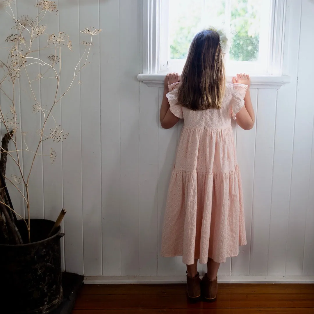 evangeline dress - blush broderie anglaise