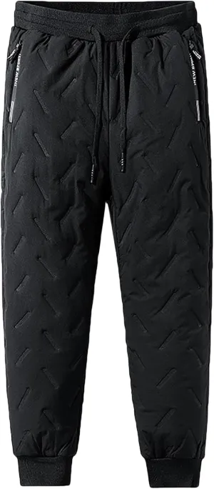 evzosrz Jolly Snow Pants,Mens Winter Warm Pants Fleece Lined Waterproof Pants Warm Bottoms Sweatpants Active Joggers Trousers