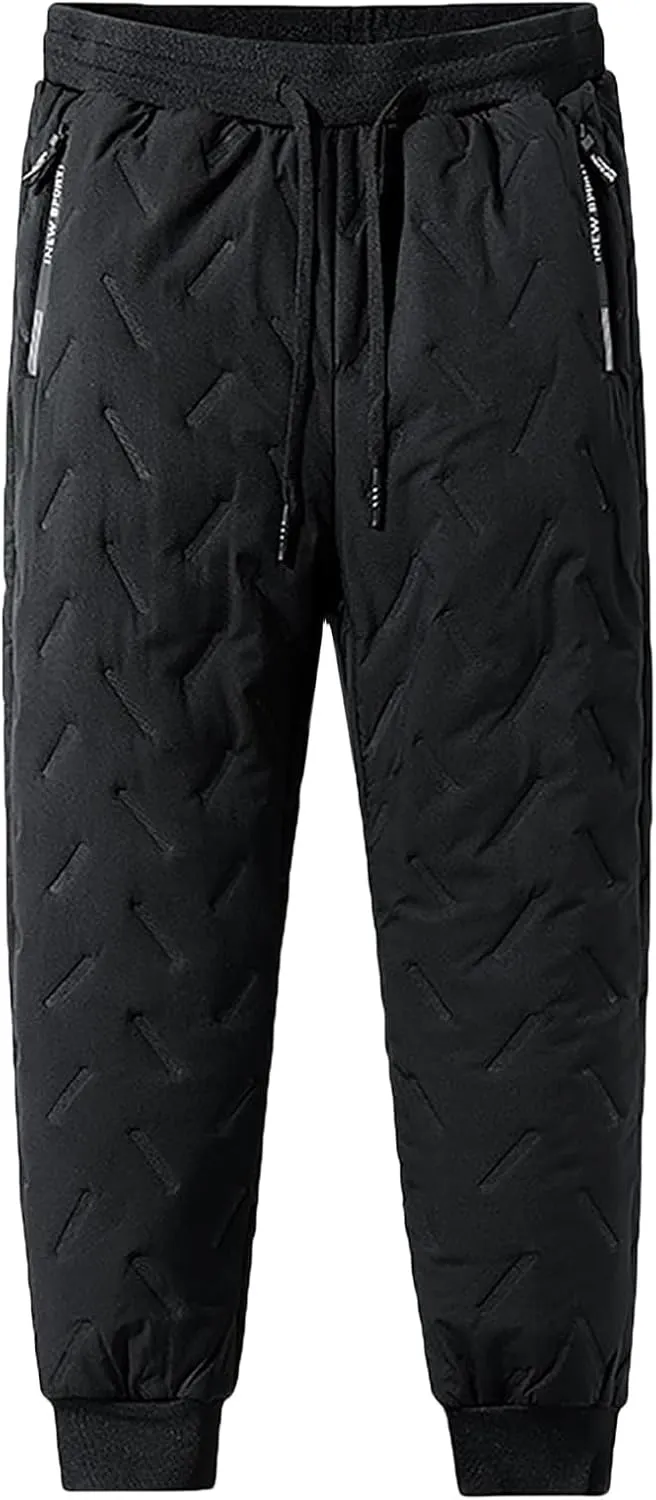 evzosrz Jolly Snow Pants,Mens Winter Warm Pants Fleece Lined Waterproof Pants Warm Bottoms Sweatpants Active Joggers Trousers